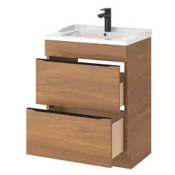 GoodHome Meuble sous vasque à poser effet noyer l.60 x H.82 x P.45 cm, Imandra