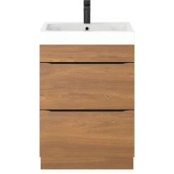 GoodHome Meuble sous vasque à poser effet noyer l.60 x H.82 x P.45 cm, Imandra