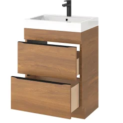 GoodHome Meuble sous vasque à poser effet noyer l.60 x H.82 x P.45 cm, Imandra