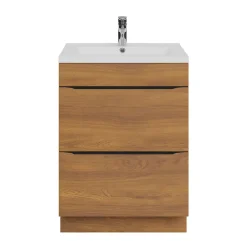 GoodHome Meuble sous vasque à poser effet noyer l.60 x H.82 x P.45 cm, Imandra