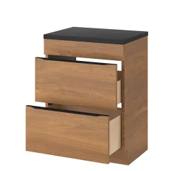 GoodHome Meuble sous vasque à poser effet noyer l.60 x H.82 x P.45 cm, Imandra