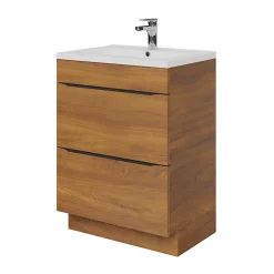 GoodHome Meuble sous vasque à poser effet noyer l.60 x H.82 x P.45 cm, Imandra
