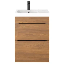 GoodHome Meuble sous vasque à poser effet noyer l.60 x H.82 x P.45 cm, Imandra