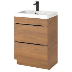 GoodHome Meuble sous vasque à poser effet noyer l.60 x H.82 x P.45 cm, Imandra