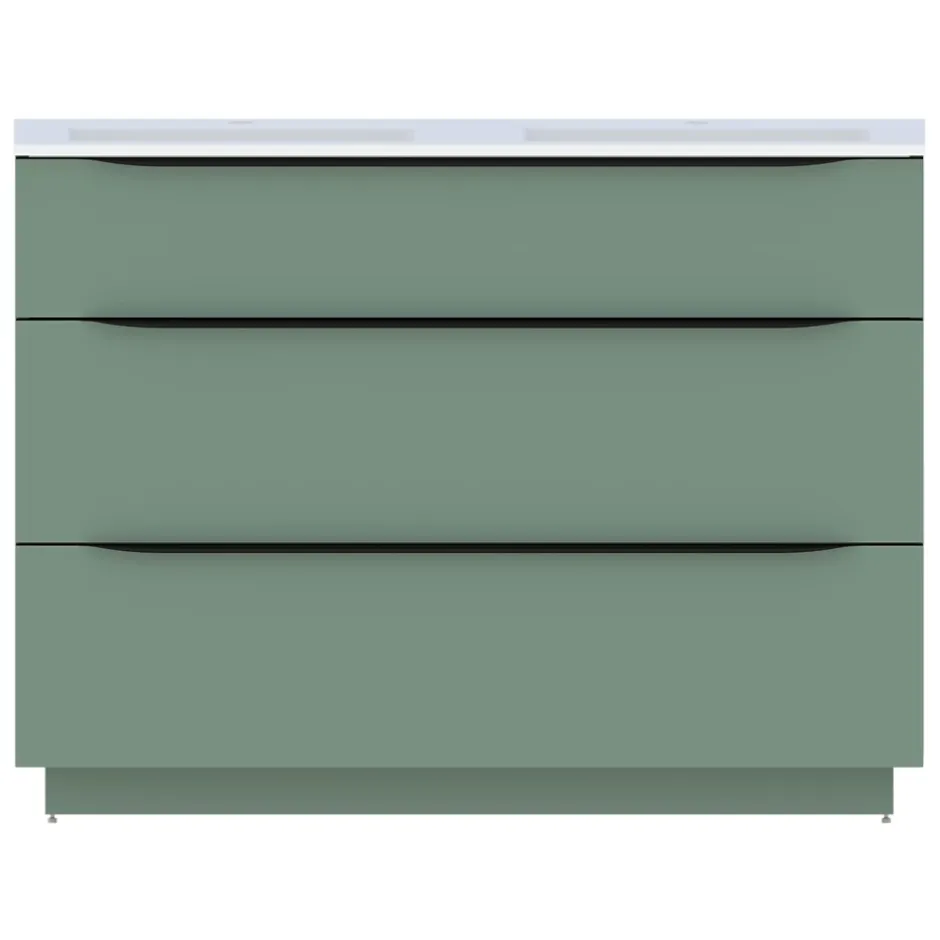 Meuble sous vasque à poser vert sauge mat l.120 x H.88 x P.50 cm, Pamili