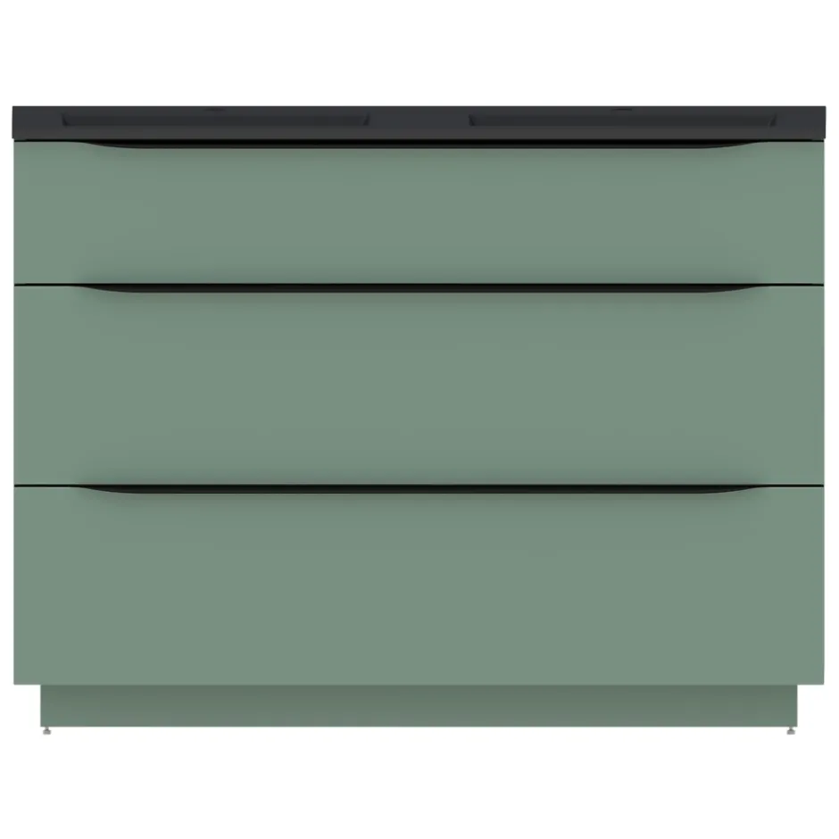 Meuble sous vasque à poser vert sauge mat l.120 x H.88 x P.50 cm, Pamili