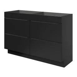 GoodHome Meuble sous vasque à poser noir mat l.120 x H.82 x P.45 cm, Imandra* Meuble Buanderie|Meuble De Salle De Bains Faible Profondeur