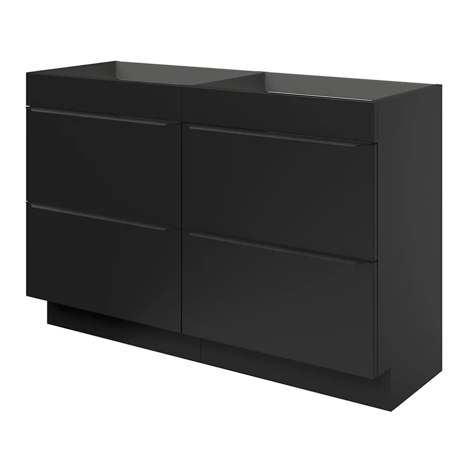 GoodHome Meuble sous vasque à poser noir mat l.120 x H.82 x P.45 cm, Imandra* Meuble Buanderie|Meuble De Salle De Bains Faible Profondeur