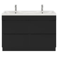 GoodHome Meuble sous vasque à poser noir mat l.120 x H.82 x P.45 cm, Imandra* Meuble Buanderie|Meuble De Salle De Bains Faible Profondeur