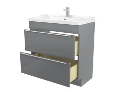 GoodHome Meuble sous vasque à poser gris l.80 x H.82 x P.45 cm, Imandra