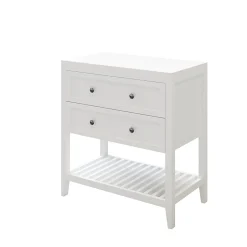 GoodHome Meuble sous vasque à poser 2 tiroirs 1 niche blanc mat l.80 cm + plan de toilette, Perma* Meuble Buanderie