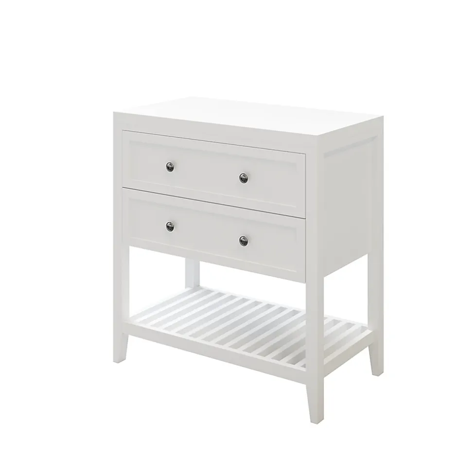 GoodHome Meuble sous vasque à poser 2 tiroirs 1 niche blanc mat l.80 cm + plan de toilette, Perma* Meuble Buanderie