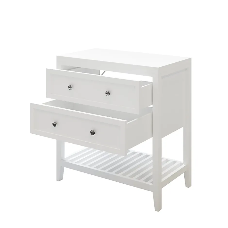 GoodHome Meuble sous vasque à poser 2 tiroirs 1 niche blanc mat l.80 cm + plan de toilette, Perma* Meuble Buanderie