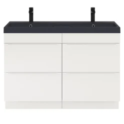 GoodHome Meuble sous vasque à poser blanc mat l.120 x H.82 x P.45 cm, Imandra
