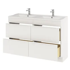 GoodHome Meuble sous vasque à poser blanc mat l.120 x H.82 x P.45 cm, Imandra