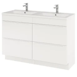 GoodHome Meuble sous vasque à poser blanc mat l.120 x H.82 x P.45 cm, Imandra