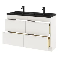 GoodHome Meuble sous vasque à poser blanc mat l.120 x H.82 x P.45 cm, Imandra