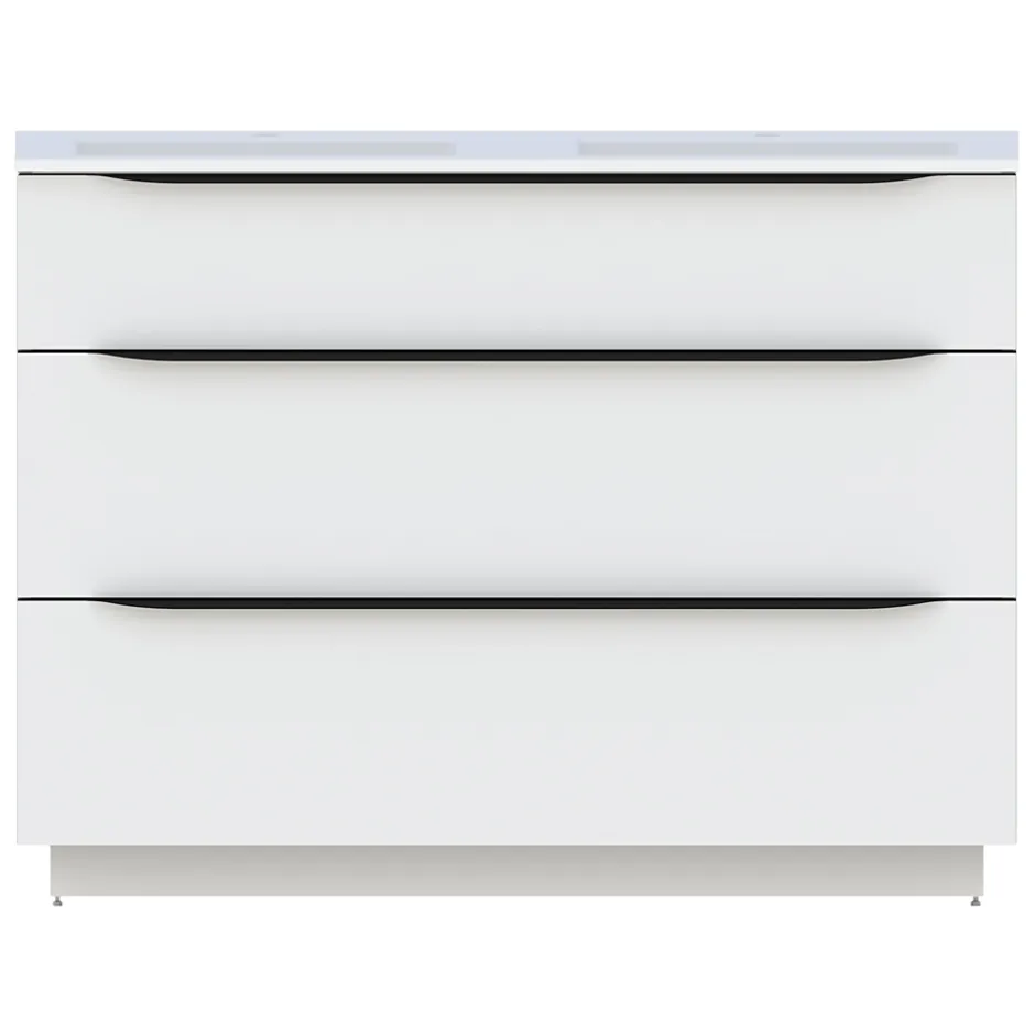 Meuble sous vasque à poser blanc brillant l.120 x H.88 x P.50 cm, Pamili