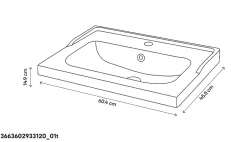 GoodHome Meuble sous vasque à poser 2 tiroirs 1 niche placage chêne l.60 cm Perma + plan vasque blanc Lana,