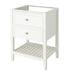 GoodHome Meuble sous vasque à poser 2 tiroirs 1 niche blanc mat l.60 cm, Perma* Meuble Buanderie|Meuble Sous-Vasque