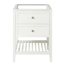 GoodHome Meuble sous vasque à poser 2 tiroirs 1 niche blanc mat l.60 cm, Perma* Meuble Buanderie|Meuble Sous-Vasque