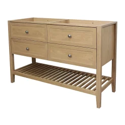GoodHome Meuble sous vasque à poser 4 tiroirs placage chêne l.120 x H.80,6 x P.45 cm, Perma* Meuble Buanderie|Meuble Sous-Vasque