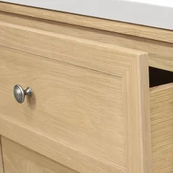 GoodHome Meuble sous vasque à poser 4 tiroirs placage chêne l.120 x H.80,6 x P.45 cm, Perma* Meuble Buanderie|Meuble Sous-Vasque