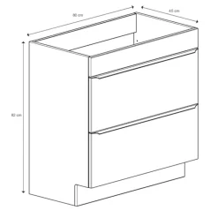 GoodHome Meuble sous vasque à poser effet chêne l.80 x H.60 x P.45 cm, Imandra* Meuble Buanderie|Meuble Sous-Vasque