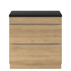 GoodHome Meuble sous vasque à poser effet chêne l.80 x H.60 x P.45 cm, Imandra* Meuble Buanderie|Meuble Sous-Vasque