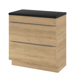 GoodHome Meuble sous vasque à poser effet chêne l.80 x H.60 x P.45 cm, Imandra* Meuble Buanderie|Meuble Sous-Vasque