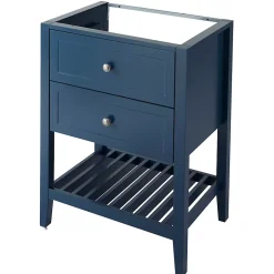 GoodHome Meuble sous vasque à poser 2 tiroirs bleu mat l.60 cm, Perma