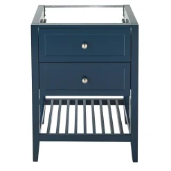 GoodHome Meuble sous vasque à poser 2 tiroirs bleu mat l.60 cm, Perma
