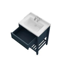 GoodHome Meuble sous vasque à poser 2 tiroirs bleu mat l.60 cm, Perma