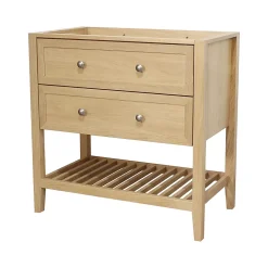 GoodHome Meuble sous vasque à poser 2 tiroirs placage chêne l.80 x H.80,6 x P.45 cm, Perma