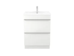 GoodHome Meuble sous vasque à poser blanc brillant l.60 x H.82 x P.45 cm, Imandra* Meuble Buanderie|Meuble Sous-Vasque