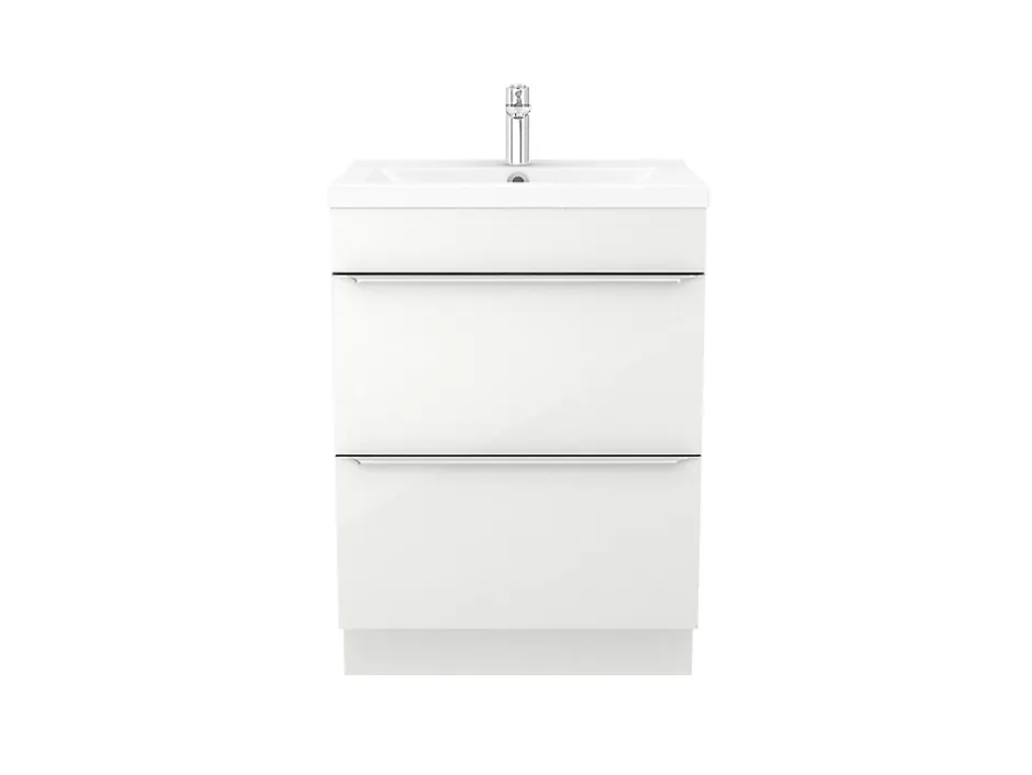 GoodHome Meuble sous vasque à poser blanc brillant l.60 x H.82 x P.45 cm, Imandra* Meuble Buanderie|Meuble Sous-Vasque
