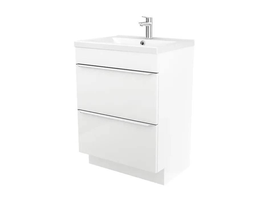 GoodHome Meuble sous vasque à poser blanc brillant l.60 x H.82 x P.45 cm, Imandra* Meuble Buanderie|Meuble Sous-Vasque