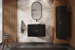 Furnidea Meuble sous vasque à suspendre GLAMOUR NOIR 60 cm* Meuble Vasque