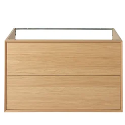 GoodHome Meuble sous vasque à suspendre Avela placage chêne 100 cm* Meuble Buanderie