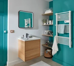 GoodHome Meuble sous vasque à suspendre Avela placage chêne 60 cm