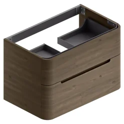 Meuble sous vasque à suspendre Alba décor noyer L. 84 x H. 55 x P. 50,5 cm* Meuble Buanderie|Meuble Sous-Vasque