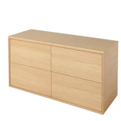 GoodHome Meuble sous vasque à suspendre Avela placage chêne 120 cm + plan de toilette Avela