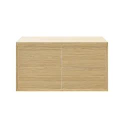 GoodHome Meuble sous vasque à suspendre Avela placage chêne 120 cm + plan de toilette Avela