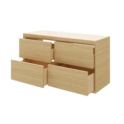 GoodHome Meuble sous vasque à suspendre Avela placage chêne 120 cm + plan de toilette Avela