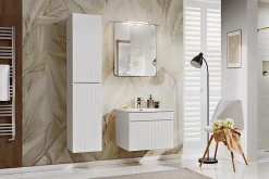 Furnidea Meuble sous vasque à suspendre ICONIC blanc 80 cm* Meuble Sous Lavabo