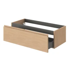 GoodHome Meuble sous vasque 1 tiroir avec poignée intégrée l.100 x H.30 x P.45 cm effet chêne Kentia* Meuble Sous-Vasque