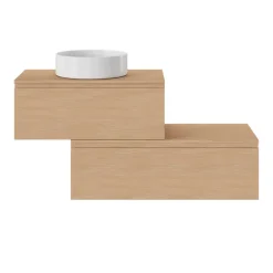 GoodHome Meuble sous vasque 1 tiroir avec poignée intégrée l.100 x H.30 x P.45 cm effet chêne Kentia* Meuble Sous-Vasque