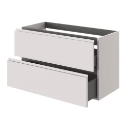 GoodHome Meuble sous vasque 2 tiroirs avec poignées intégrées l.100 x H.60 x P.45 cm beige cachemire Kentia* Meuble Sous-Vasque