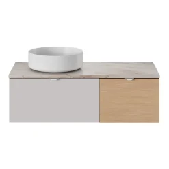 GoodHome Meuble sous vasque 1 tiroir sans poignée l.40 x H.30 x P.45 cm effet chêne Kentia* Meuble Sous-Vasque