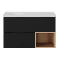 GoodHome Meuble sous vasque 1 tiroir sans poignée l.40 x H.30 x P.45 cm effet chêne Kentia* Meuble Sous-Vasque